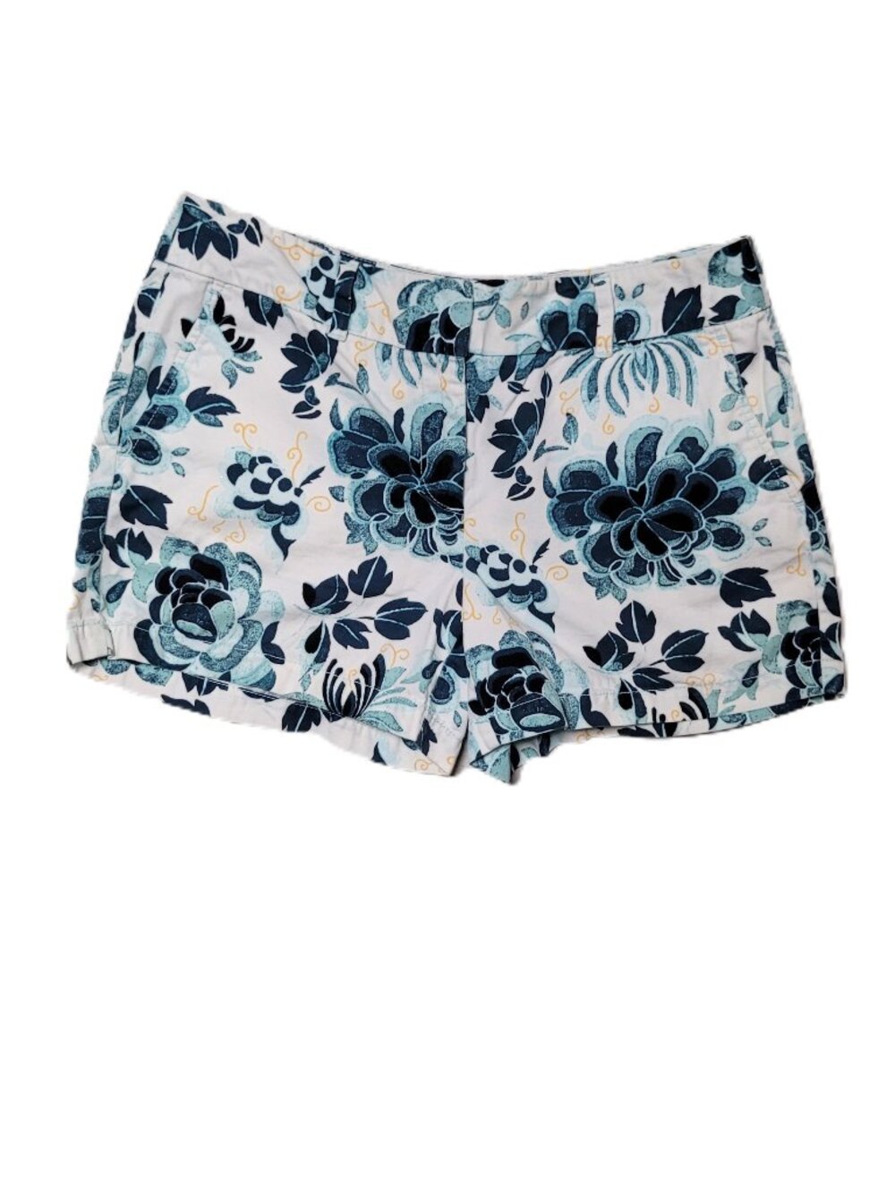 LOFT Outlet Floral Shorts Sz 6 Blue White Chino Preppy Summer Casual